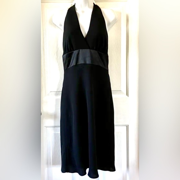 Jones Wear Black V-Neck Halter Cocktail Dress - size 10 - Picture 5 of 8